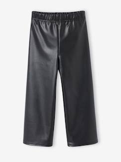 Meisje-Lange slim legging met leerlook