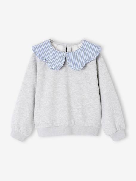 Fille-Sweat fille col brodé message flock velours