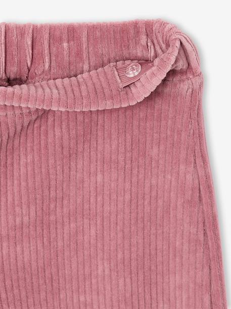 Wijde, fluwelen broek voor meisjes antraciet+bruin+chocoladebruin+grijsblauw+kaki+pruim+rozen+zachtpaars - vertbaudet enfant 