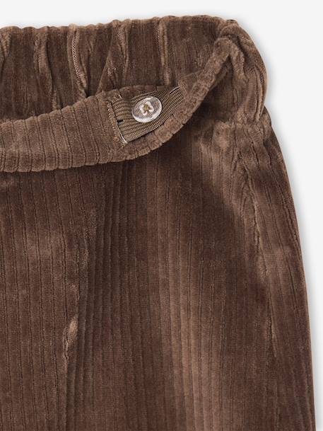 Wijde, fluwelen broek voor meisjes antraciet+bruin+chocoladebruin+grijsblauw+kaki+pruim+rozen+zachtpaars - vertbaudet enfant 