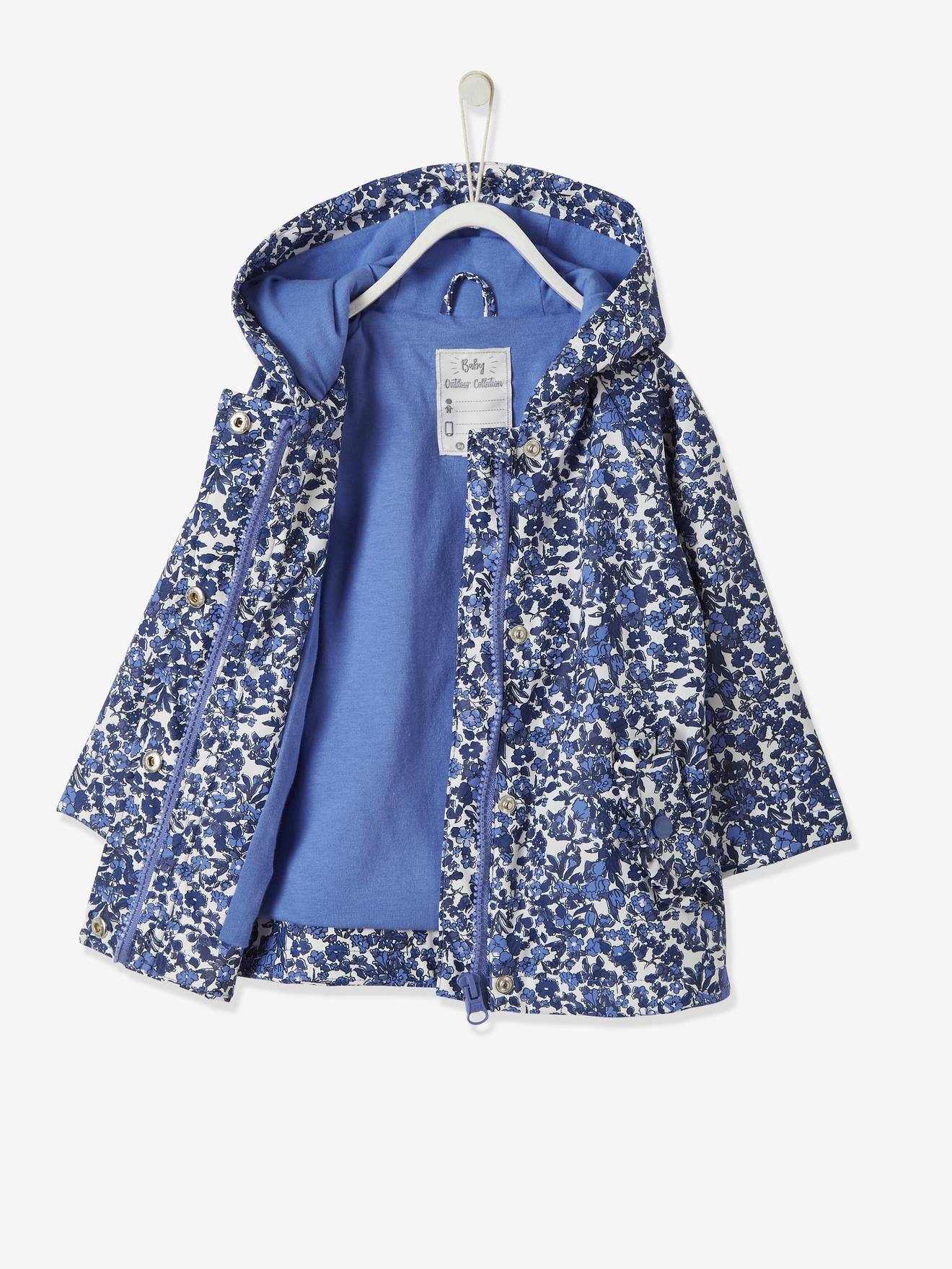 Cire Bebe Fille A Motifs Avec Capuche Bleu Electrique Imprime Bebe