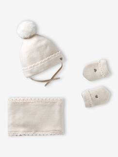Baby-3-delige babyset met muts, colsjaal, wanten