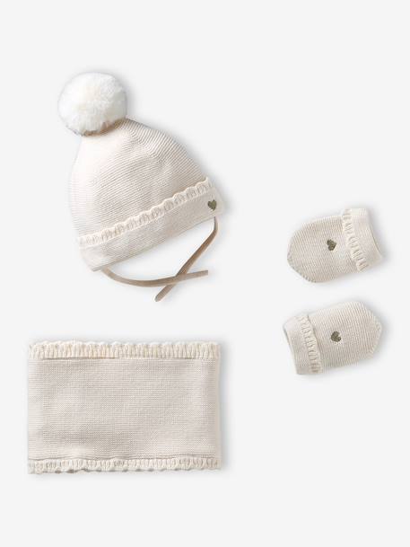 Bébé-Ensemble bébé fille tricot bonnet snood moufles 