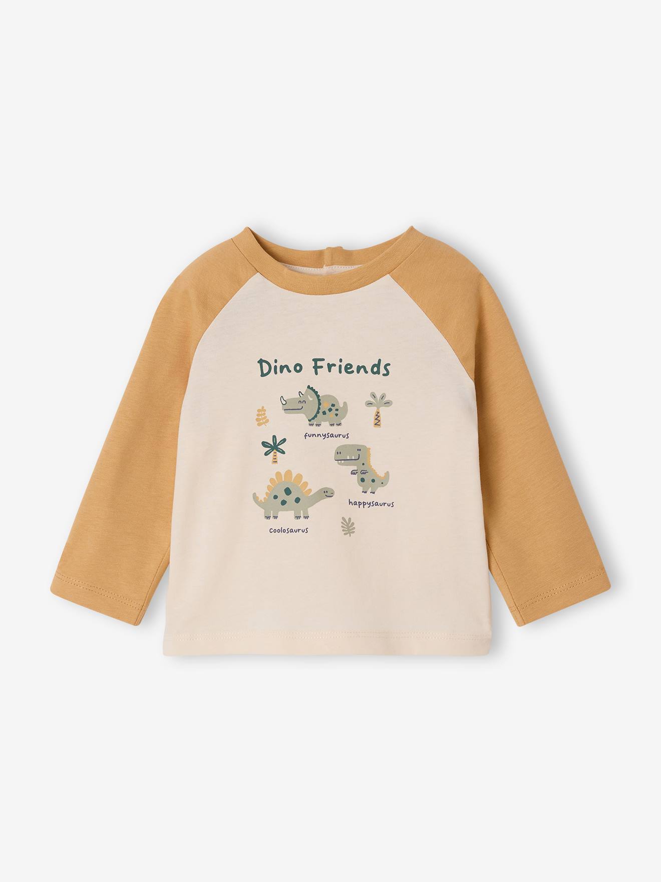 Vertbaudet T-shirt Baby Met Lange Mouwen En Een Geplaatste Print Aan De Voorkant Currygeel