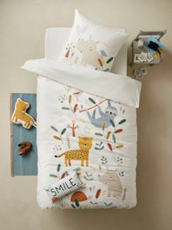 Linge de maison et décoration-Linge de lit enfant-Parure housse de couette et taie d'oreiller JUNGLE PARADISE