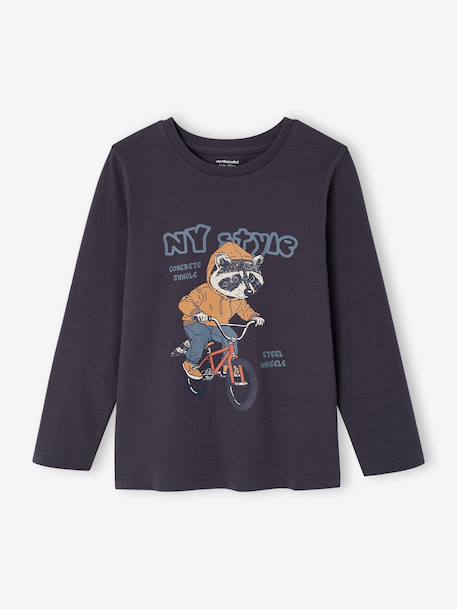T-shirt manches longues garçon blanc chiné+bordeaux+gris ardoise - vertbaudet enfant 