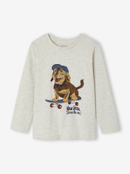 T-shirt manches longues garçon blanc chiné+bordeaux+gris ardoise - vertbaudet enfant 