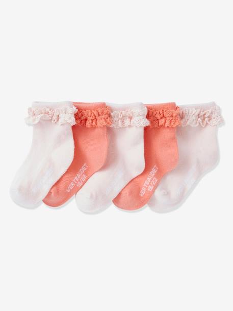 Lot De 5 Paires De Mi Chaussette Bebe Fille Oeko Tex Lot Rose Poudre Bebe