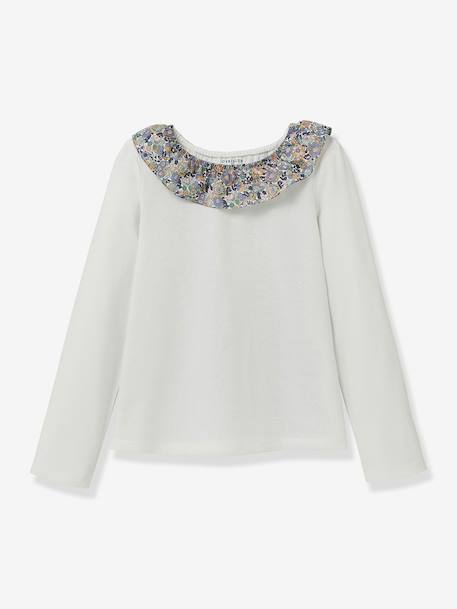 Fille-T-shirt, sous-pull-T-shirt col en tissu Liberty coton biologique