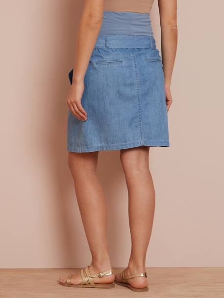 Jupe en jean de grossesse avec ceinture double stone - vertbaudet enfant 