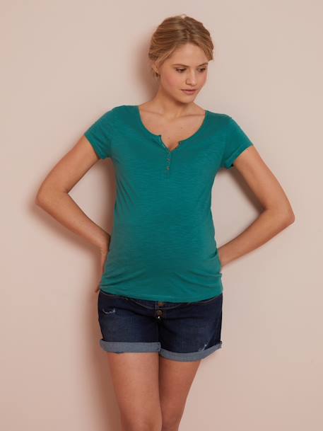 T-shirt tunisien de grossesse blush foncé+vert lichen - vertbaudet enfant 