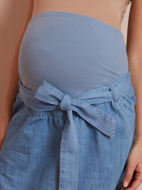 Jupe en jean de grossesse avec ceinture double stone - vertbaudet enfant 