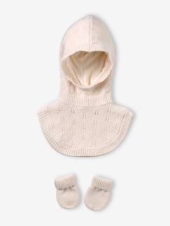 -Ensemble bébé fille cagoule et moufles
