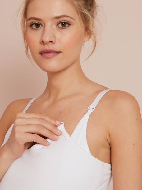 Lot de 2 débardeurs d'allaitement fines bretelles bleu+gris chiné+noir+blanc - vertbaudet enfant 