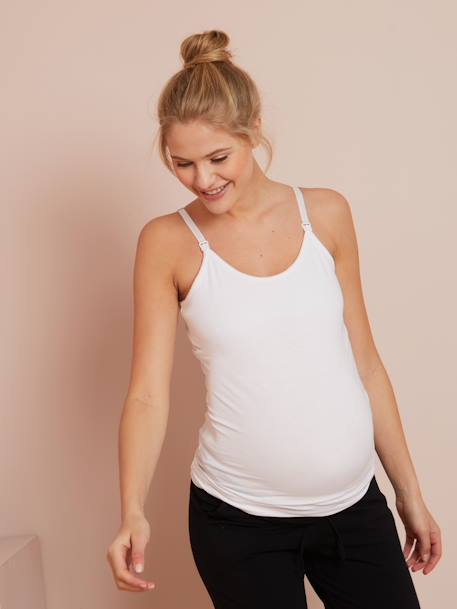 Lot de 2 débardeurs d'allaitement fines bretelles bleu+gris chiné+noir+blanc - vertbaudet enfant 