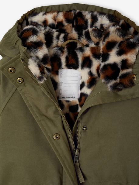 Parka fille à capuche doublée imitation fourrure bois de rose+camel+marine+noir+prune+vert foncé - vertbaudet enfant 