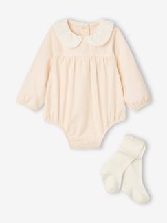 Bébé-Salopette, combinaison-Ensemble barboteuse et collants naissance
