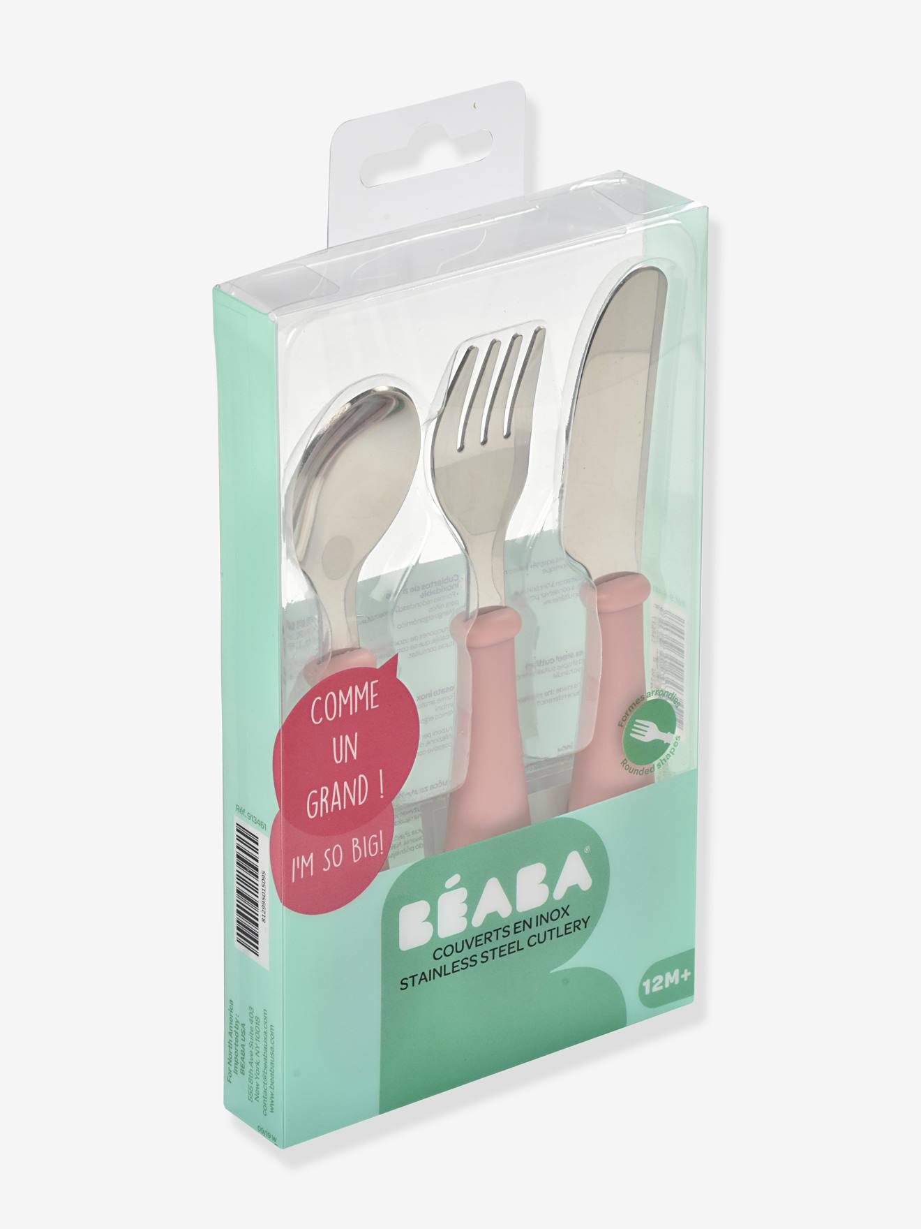Set 3 Couverts D Apprentissage Inox Beaba Old Pink Puericulture