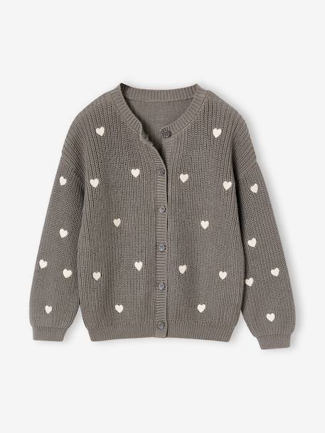 Fille-Pull, gilet, sweat-Gilet fille fantaisie en côte perlée