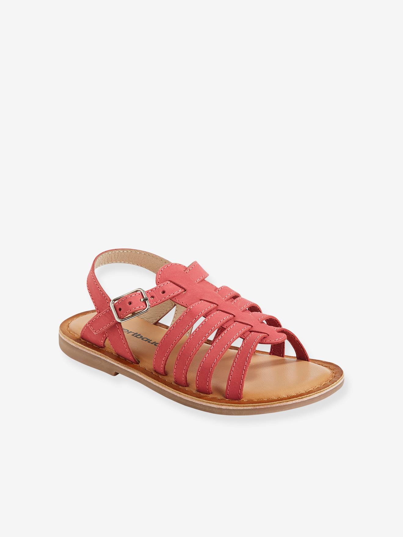 Leren sandalen met gespen voor meisjes - roze, Schoenen