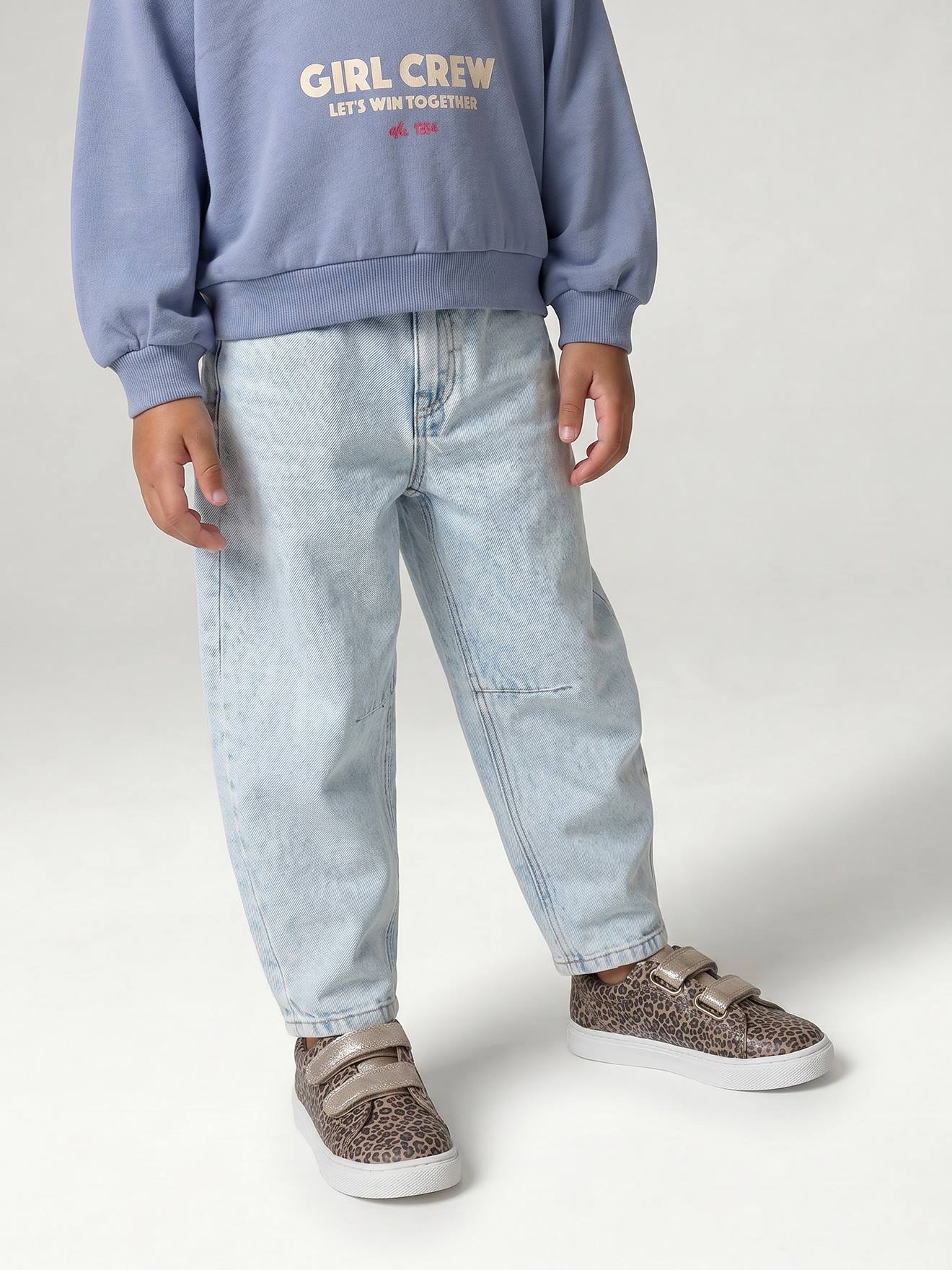 Ballonjeans meisje gebleekt denim