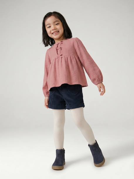 Fille-Short en velours poches coeur fille facile à enfiler