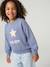 Sweat fille col rond manches longues bleu chambray+gris chiné - vertbaudet enfant 