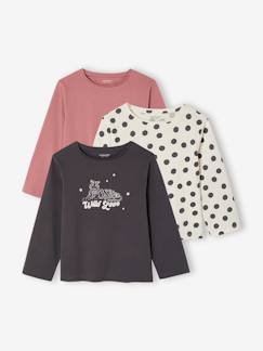 Lot de 3 t-shirts fille fantaisie manches longues  - vertbaudet enfant