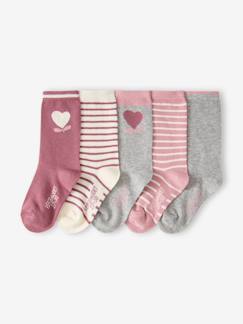-Lot 5 paires de chaussettes coeur fille