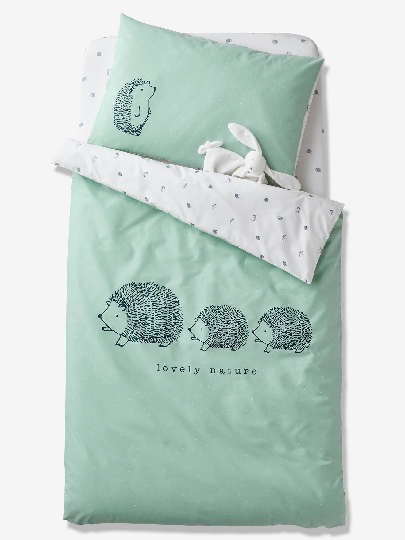 Vertbaudet Dekbedovertrek Baby Bio Collection Lovely Nature Groen/ivoor