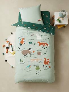 Linge de maison et décoration-Linge de lit enfant-Parure housse de couette + taie d'oreiller enfant Bio* collection CLASSE VERTE