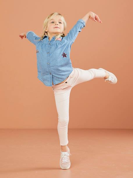 Jean slim MorphologiK 'waterless' fille tour de hanches MEDIUM avec usures BLEU FONCE DELAVE+Brut+denim black+GREY DENIM - vertbaudet enfant 