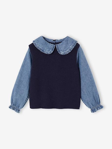Fille-Pull col claudine