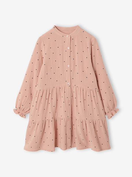 Fille-Robe fille en gaze de coton imprimée pois irisés