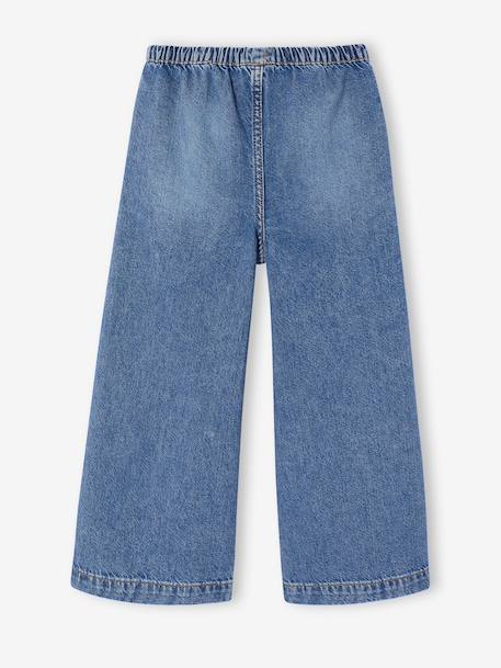 Pantalon large fille bleu moyen+denim bleached - vertbaudet enfant 