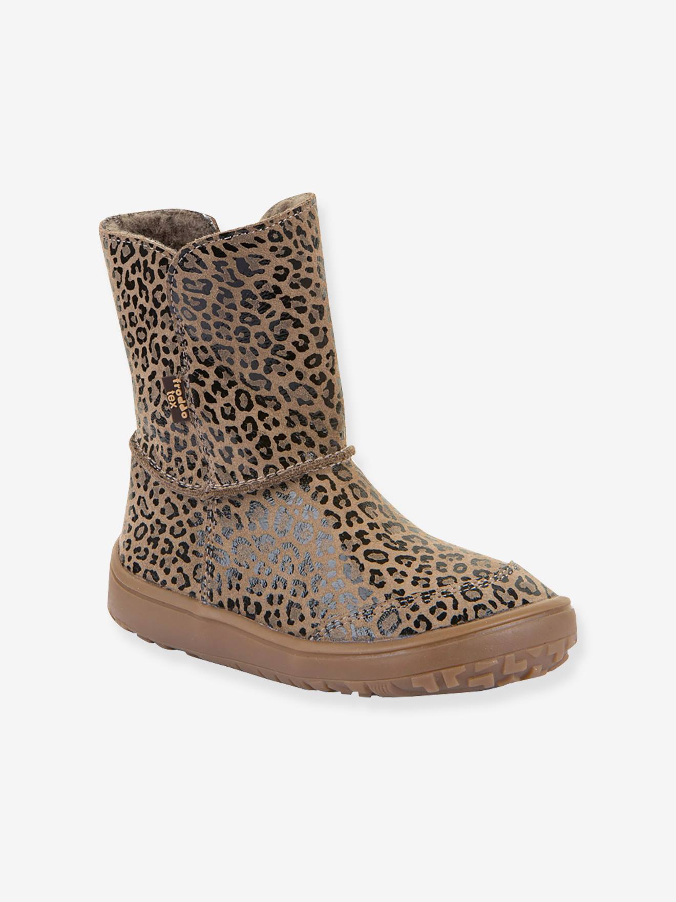 Blotevoetenlaarzen kinderen BAREFOOT TEX SUEDE Froddo beige, bedrukt