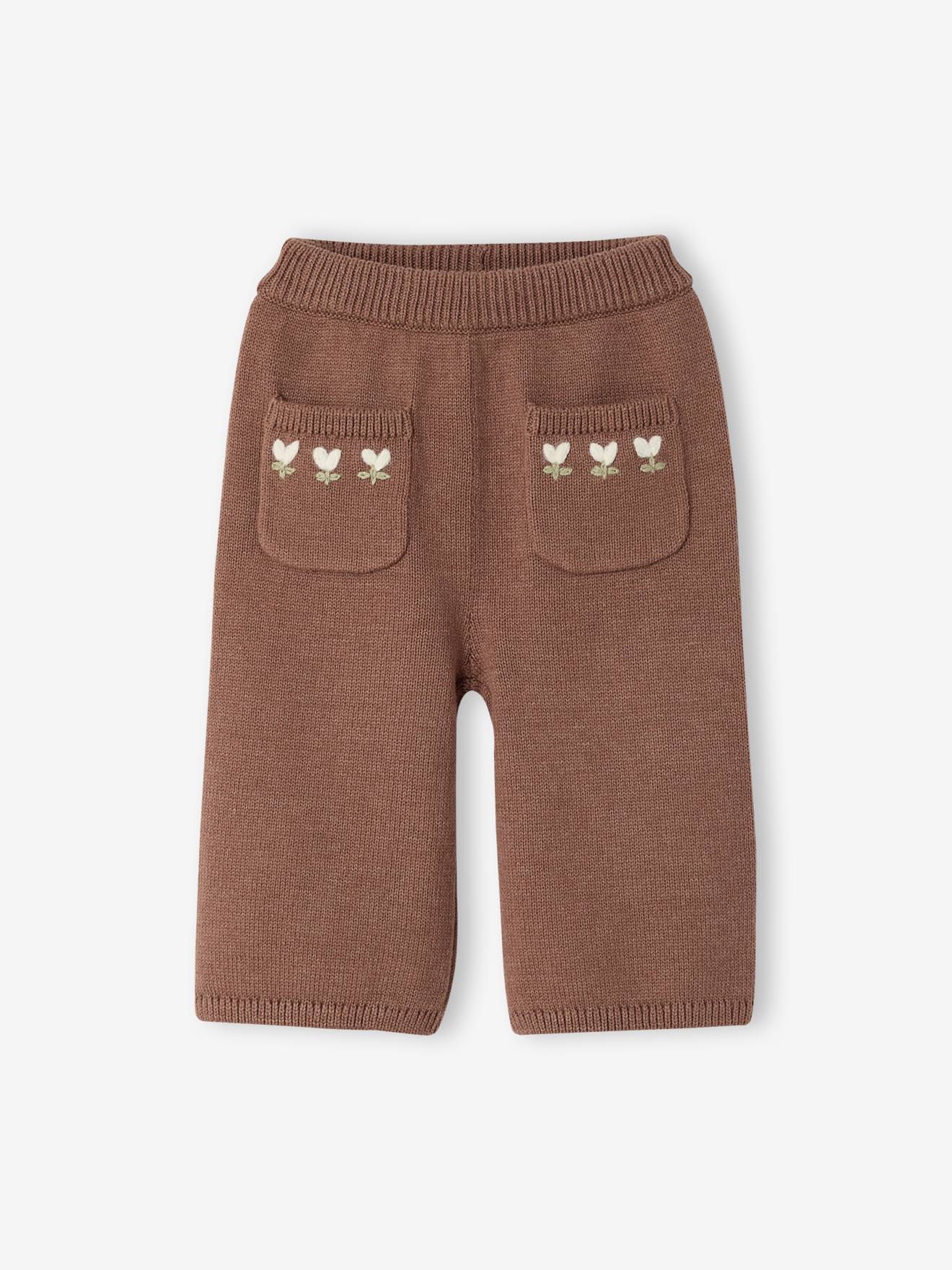 Gebreide babybroek meisje chocoladebruin