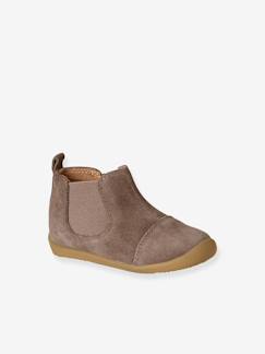 Chaussures-Chaussures bébé 17-26-Boots souples en cuir zippées et élastiquées