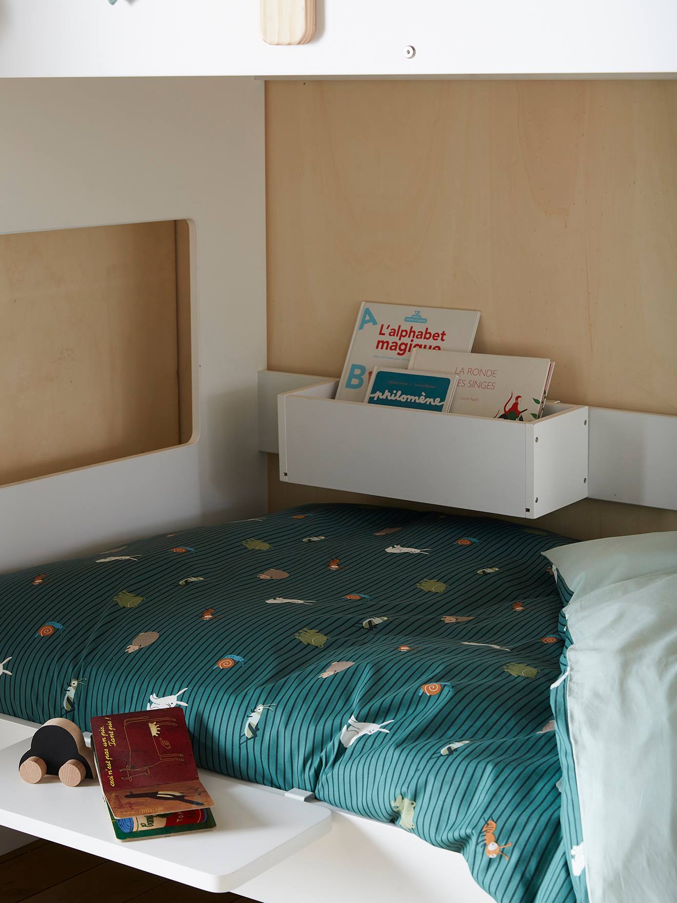 Panier De Chevet Suspendu - Organiseur Lit Avec Crochets, Rangement Portable, Blanc - Pour Chambre, Bureau