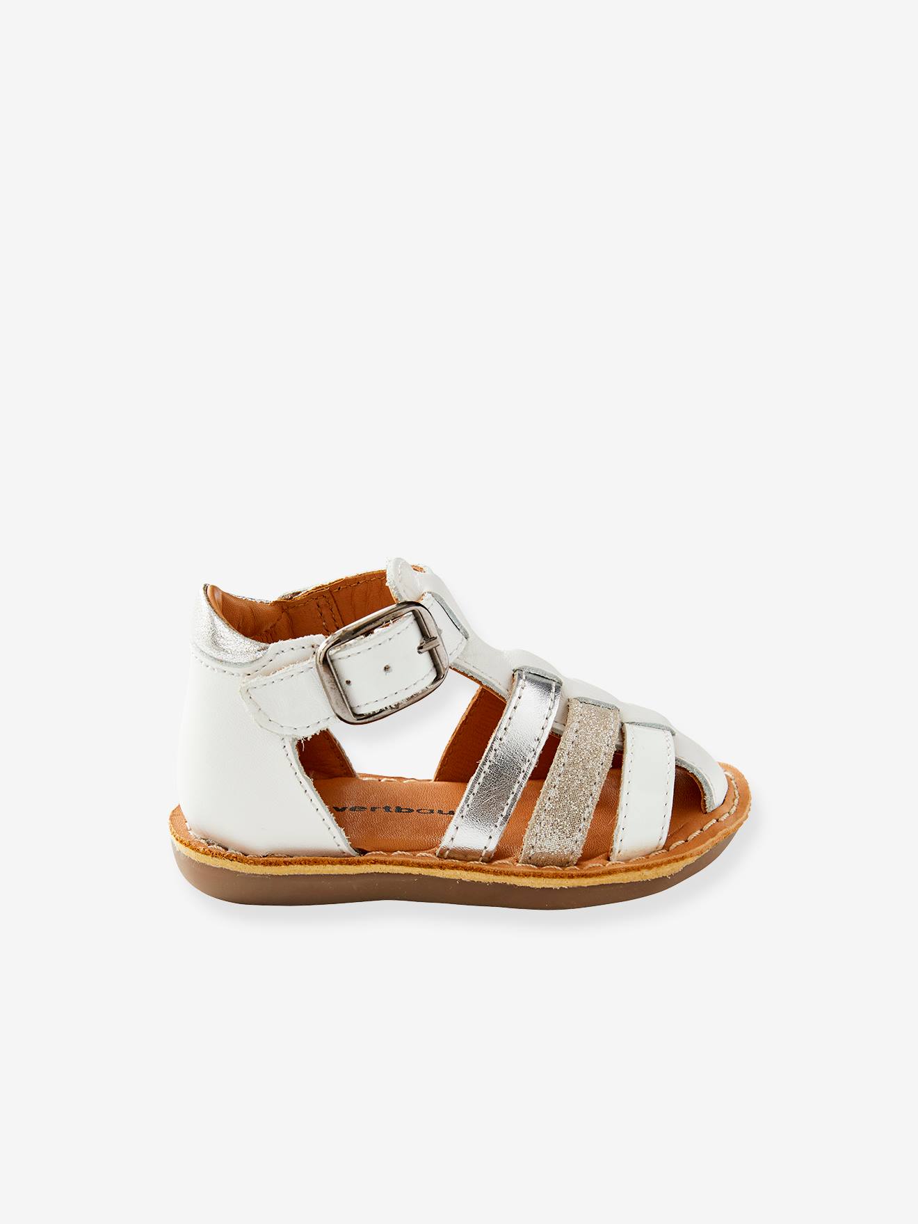 Sandales Cuir Bebe Fille Bout Ferme Argent Chaussures