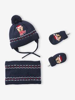 -Ensemble bébé bonnet, snood et moufles