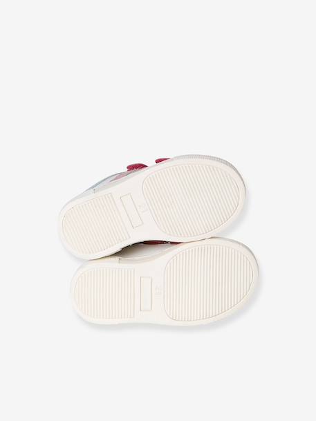 Leren baskets met klittenband voor baby's veel paars+veel wit - vertbaudet enfant 