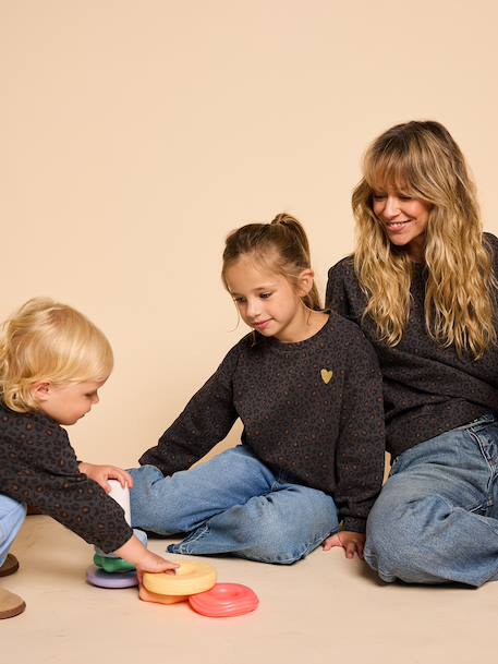Fille-Pull, gilet, sweat-Sweat fille léopard capsule mère/fille