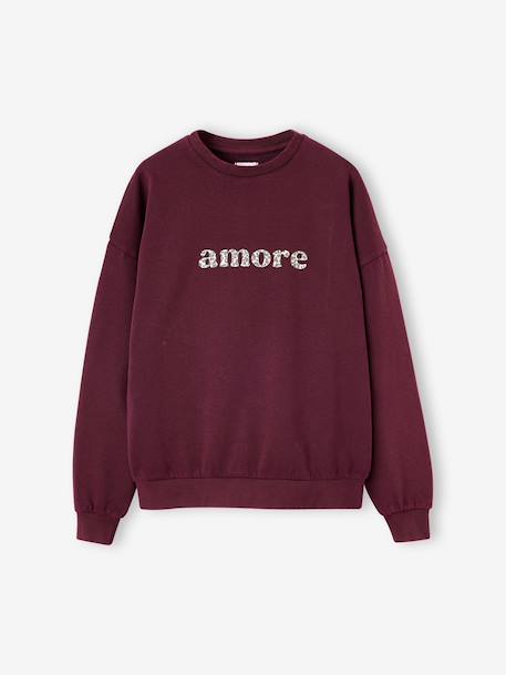 Fille-Pull, gilet, sweat-Sweat fille oversize inscription léopard 
