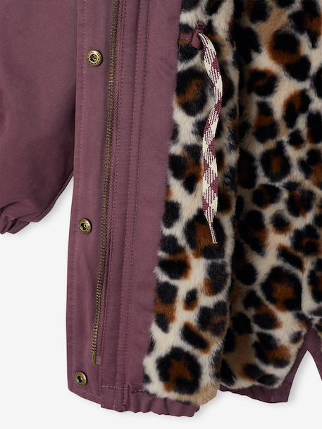 Parka fille à capuche doublée imitation fourrure bois de rose+camel+marine+noir+prune+vert foncé - vertbaudet enfant 