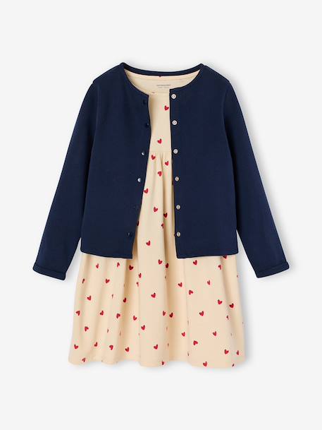 Fille-Ensemble fille cardigan et robe imprimée fleurs