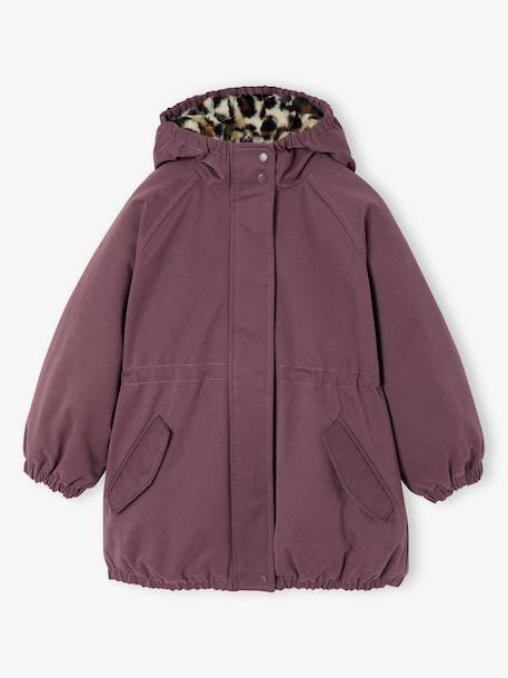 Parka fille à capuche doublée imitation fourrure bois de rose+camel+marine+noir+prune+vert foncé - vertbaudet enfant 