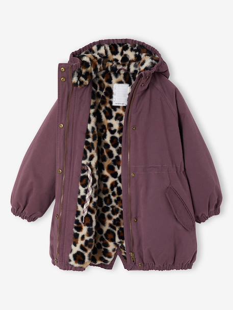 Parka fille à capuche doublée imitation fourrure bois de rose+camel+marine+noir+prune+vert foncé - vertbaudet enfant 