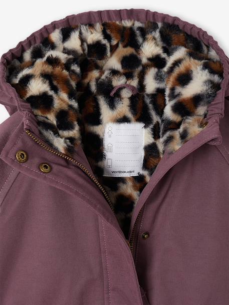 Parka fille à capuche doublée imitation fourrure bois de rose+camel+marine+noir+prune+vert foncé - vertbaudet enfant 