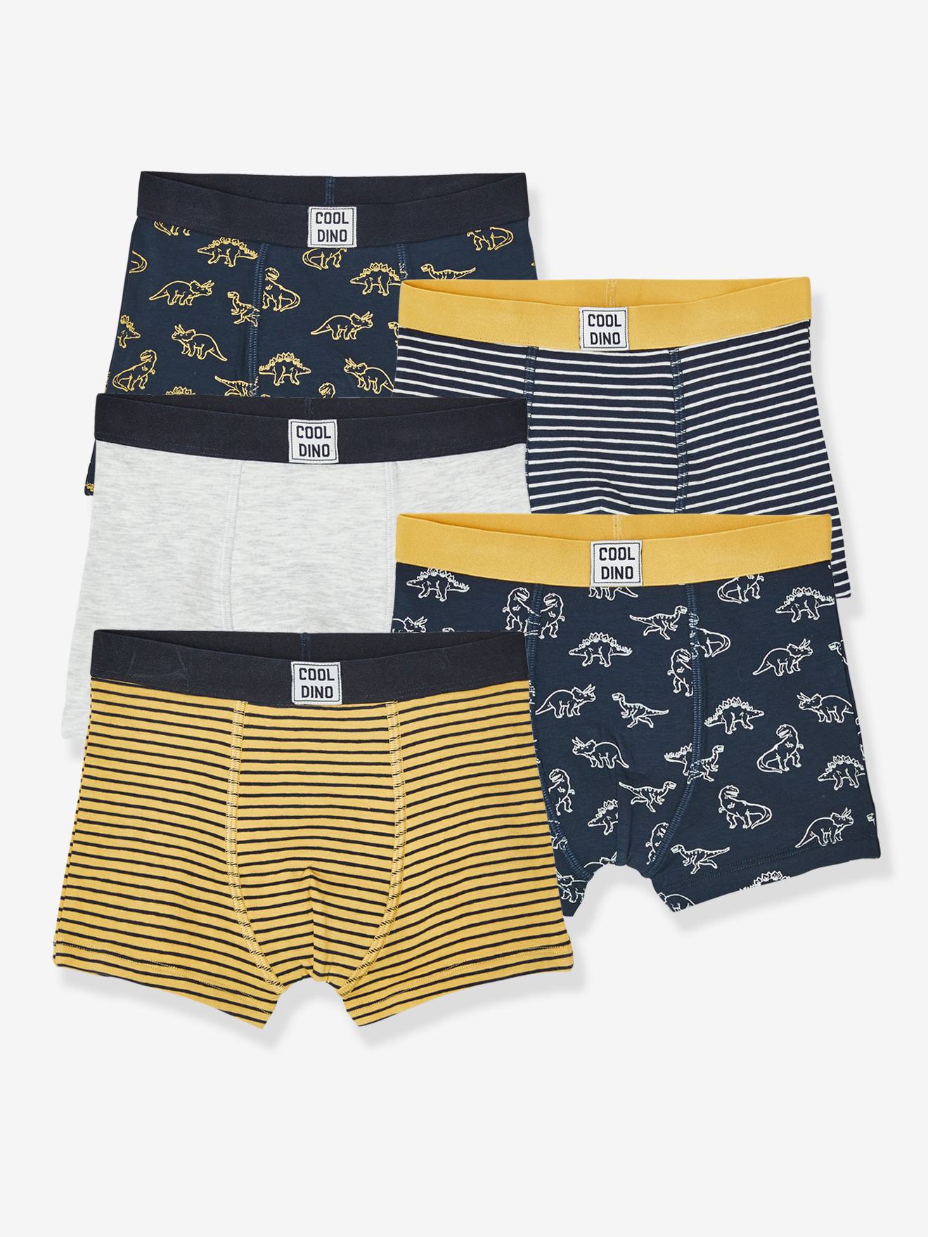 Vertbaudet Set Van 5 Stretch Jongensboxers Dino Set 5